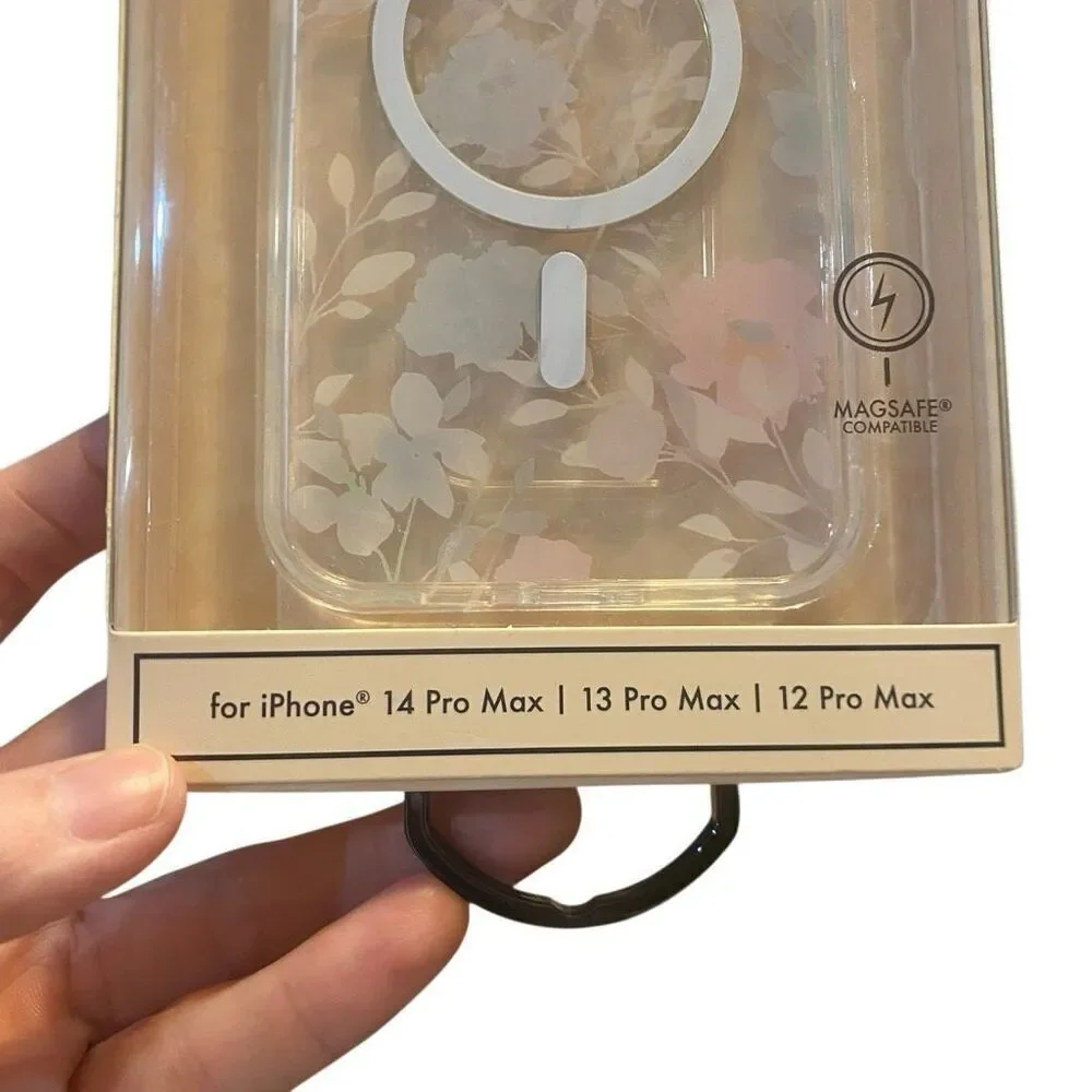 NWT Set of IPhone 14 Pro Max faux wood look and floral case